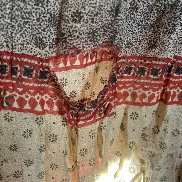 Vintage 60s/70s Indian Cotton Gauze Blockprint Midi Boho Hippie Dress Size L - Picture 7 of 16